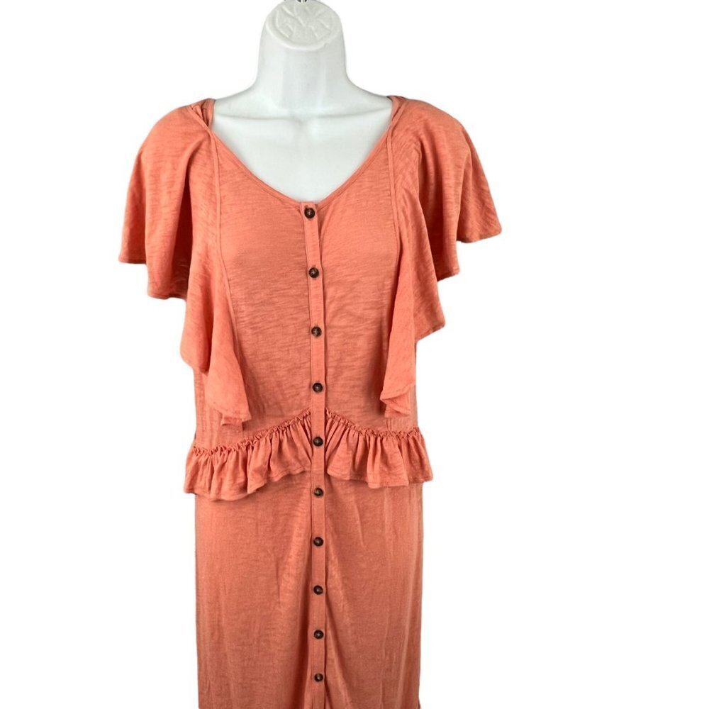 Express Orange Tiered Ruffled Button Front Maxi D… - image 7